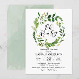 Convites Greenery Oh Chá de fraldas Moderno Script