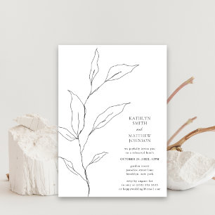 Convites Greenery Olive Leaf Branch Simples Almoço de Ensai