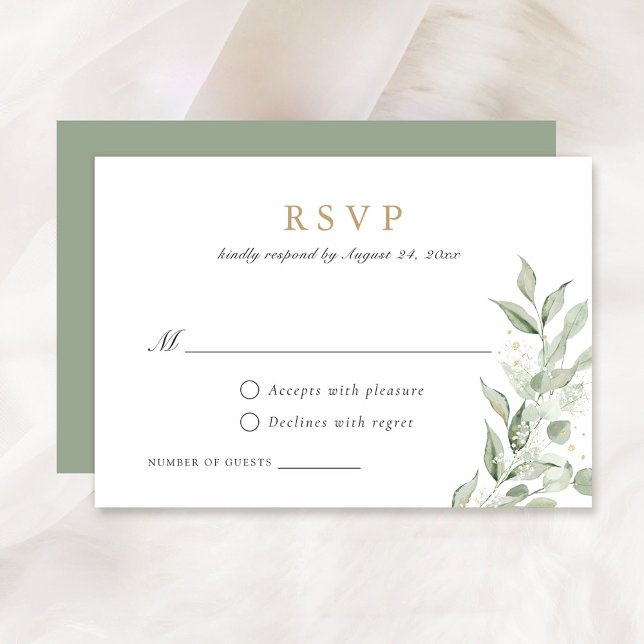 Convites Greenery Olive Leaves Branch Baby's Breath RSVP (Criador carregado)