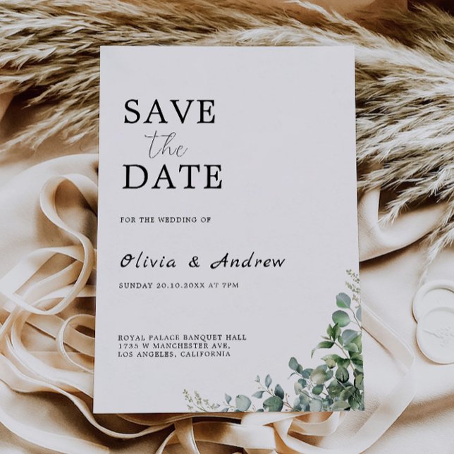 Convites Greenery Salve A Data Casamento (Greenery Save The Date Wedding Invitation)