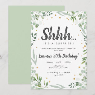 Convites Greenery Shhh É uma Adulta Surpreendente de Anive