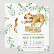 Greenery Sloth Slumber Sleepover Pajama Aniversári