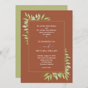 Convites Greenery sobre Terracotta Wedding