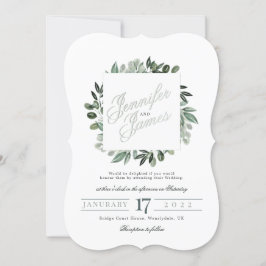 Convites Greenery Squarelett, buquê aquarela verde