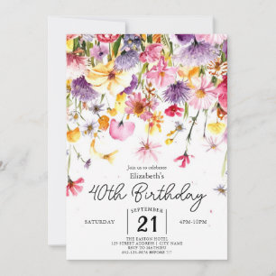 Convites Greenery Summer Wildflower aniversário de 40 anos