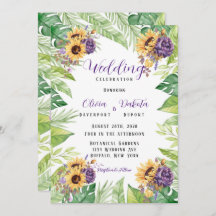 Greenery Sunflower e Purple Florals Casando Inv