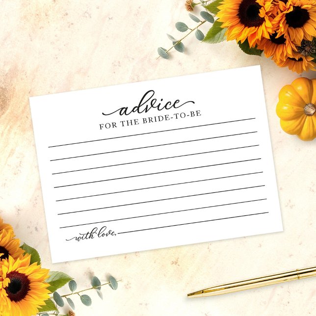 Convites Greenery Sunflower Fall Chá de panela Advice Card (Criador carregado)