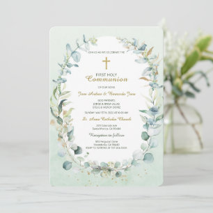 Convites Greenery Twin Communion Modelo