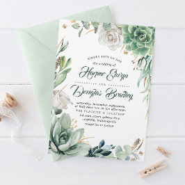 Convites Greenery | Verde e Dourado | Succulent Floral Wedd