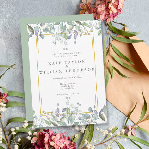 Convites Greenery Watercolor Floral Sage Casamento Lilac