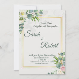 Convites Greenery Wedding Invitation Botanical Minimalist