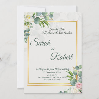 Convites Greenery Wedding Invitation Botanical Minimalist