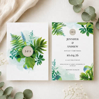 Convites Greenery Wedding Invitation Botanical Watercolor