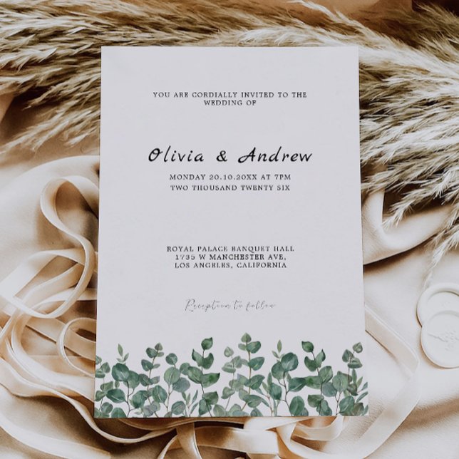 Convites Greenery Wedding Modelo (Greenery Wedding Invitation Template)