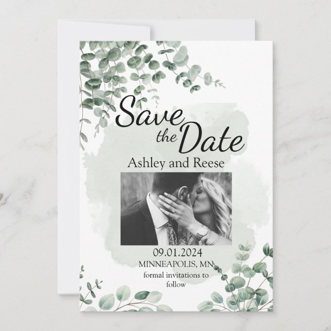 CONVITES GREENERY WEDDING PERSONALIZADO SALVE AS DATAS (Frente)