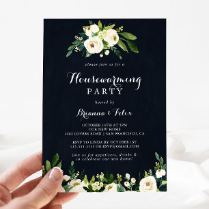 Convites Greenery White Autumn Floral Housearming Party In
