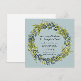 Convites Greenery Wreath Green e Dark Teal Wedding