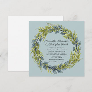 Convites Greenery Wreath Green e Dark Teal Wedding