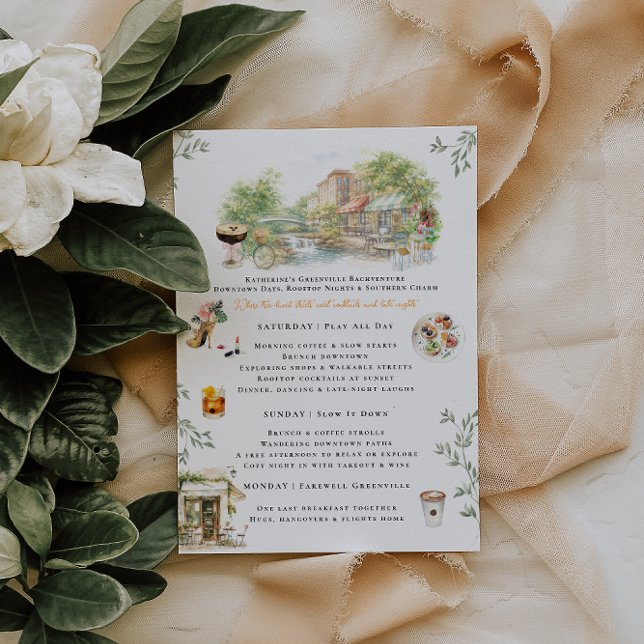 Convites Greenville SC Bachelorette Weekend Itinerary (Criador carregado)