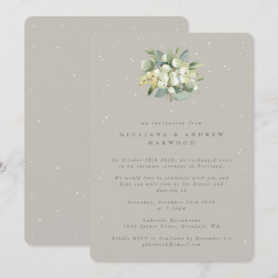 Convites Greige Snowberry+Eucalyptus Recepção de casamento