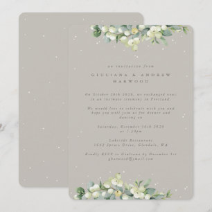 Convites Greige Snowberry+Eucalyptus Recepção de casamento