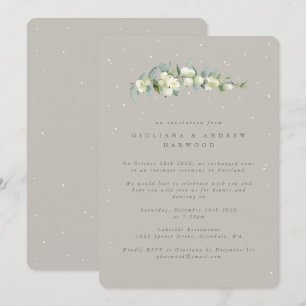 Convites Greige Snowberry+Eucalyptus Recepção de casamento