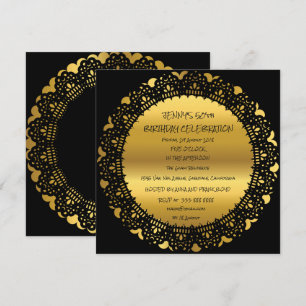 Convites Grelha Preta do Ouro de Festa de aniversário Surp