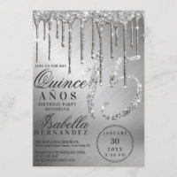 Grelha Silver Glitter Metálico Cola Quinceañera
