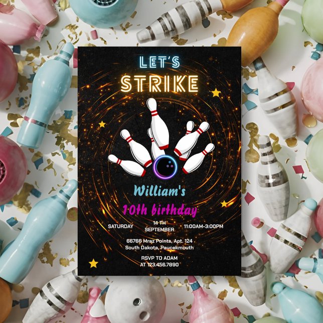 Convites Greve legal Boliche esportiva azul 10º aniversário (Criador carregado)