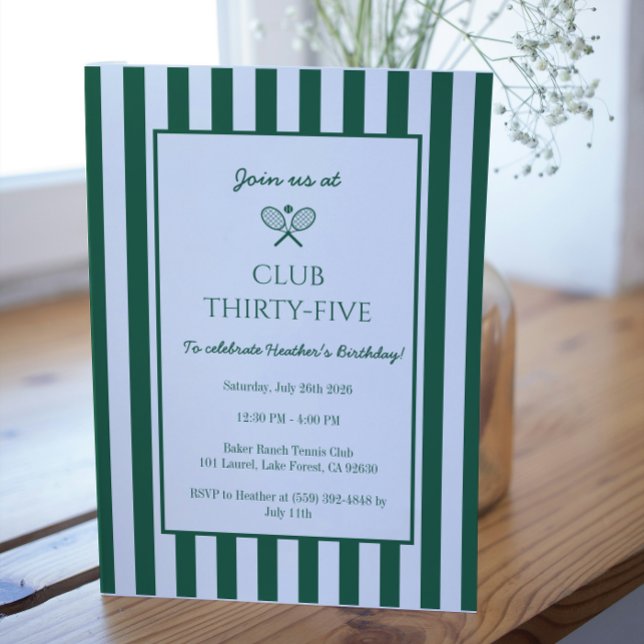 Convites Greve Verde do Clube Tênis Festa de aniversário (Criador carregado)