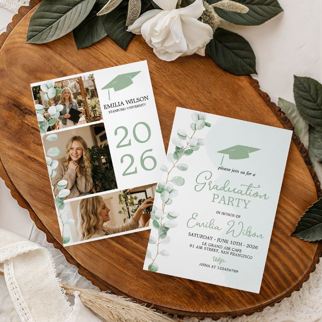 Convites Grey Toile de Jouy Graduation Invitation (Criador carregado)