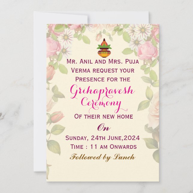 Convites Grihapravesh Invitations  (Frente)