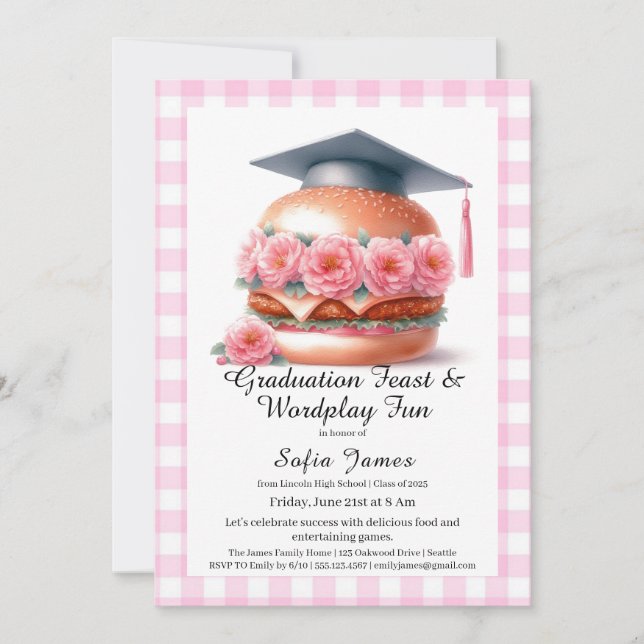 Convites Grill and Chill Graduation Party Invitation (Frente)