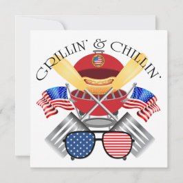 Convites Grillin' e Chillin'Patriotic Cookout Invitation
