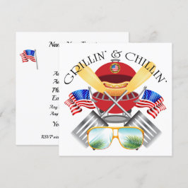 Convites Grillin' e Chillin'Patriotic Cookout Invitation