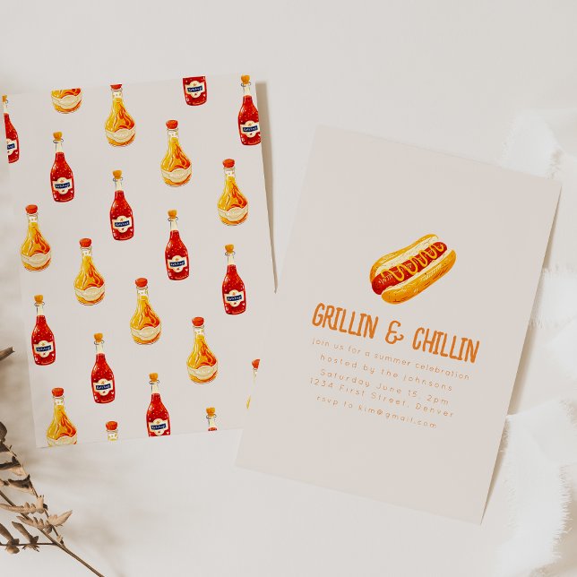 Convites Grillin e CHURRASCO de quintal de Verão para refri (Criador carregado)