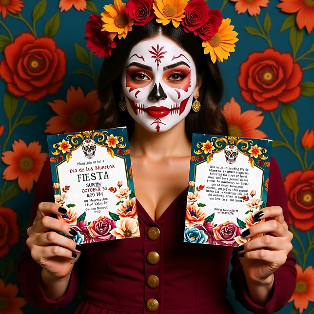 Convites 💀🎉Grin and Garlanda (Grin and Garlanda Invitation, customizable text on both sides)