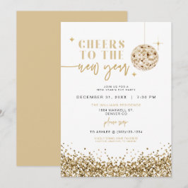 Convites GRINA Yellow Dourado Disco no Ano Novo