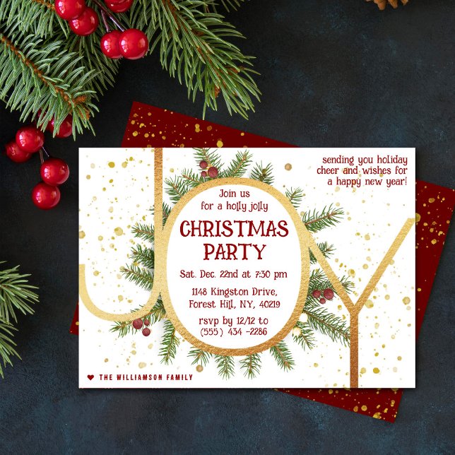 Convites Grinalda de Galhos de Pinheiro Trendy Joy Natal Fe (Criador carregado)