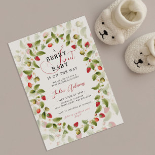 Convites Grinalda de Morango Silvestre Doce Vermelho Baby S