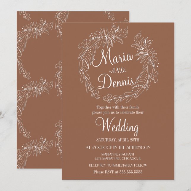 Convites Grinalda de Terracota de Outono Simples (Frente/Verso)