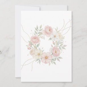 Convites Grinalda Floral Pastel Rosa Elegante Design Botâni