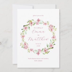 Convites Grinalda Floral Rosa Corado Casamento
