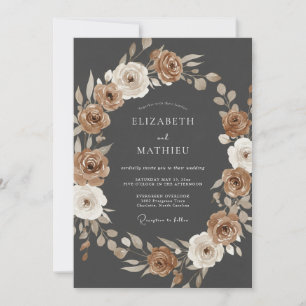 Convites Grinalda Floral Terrosa Marrom Casamento