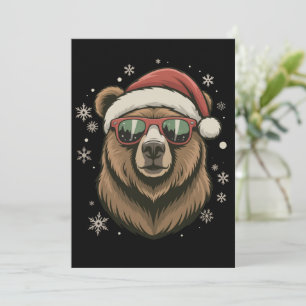 Convites Grizzly Bear Chapéu de Papai Noel Engraçado Amante
