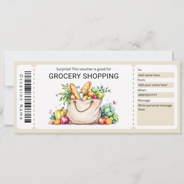 Convites Grocery Shopping Voucher (Frente)
