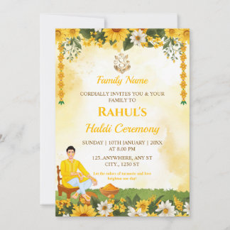 Convites Groom Haldi Ceremony Invitation Card