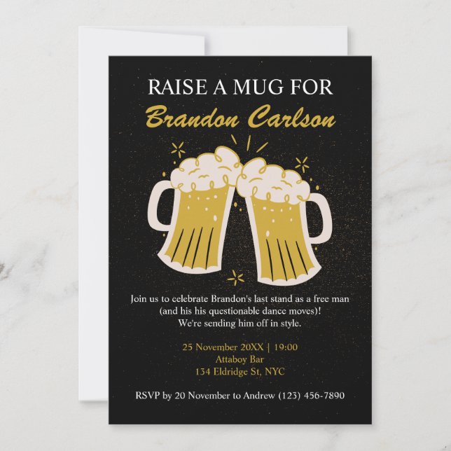 Convites Groom's Last Toast & Beer Bash Bachelor Invitation (Frente)