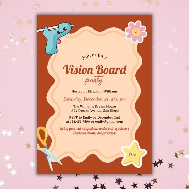Convites Groovls DIY Dream Vision Conselho Party (Girls DIY Dream Vision Board Party Invitation)