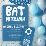 Convites Groovtering Handlettering Custom Bat Mitzvah Blue<br><div class="desc">Cartão perfeito para anunciar um morcego mitzvah! Mão fez arte para você com a letra na frente e um padrão no lado de trás! TOTALMENTE PERSONALIZÁVEL! Clique em "Personalizar" acima para editar o texto. Clique em "editar usando a ferramenta design" para ajustar as fontes, cores e posicionamentos e para excluir...</div>